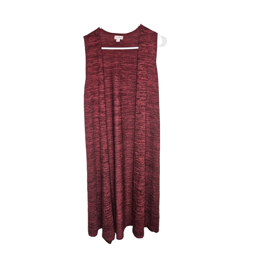 LuLaRoe Women's Sleeveless Open Front Cardigan Vest Red Heathered Size Small